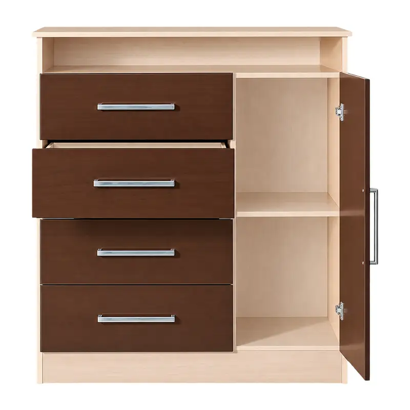 Cómoda TV 100X114CM | 1 Puerta 4 Cajones | Fortaleza | Choco-Maple | Maximo - Imagen 2