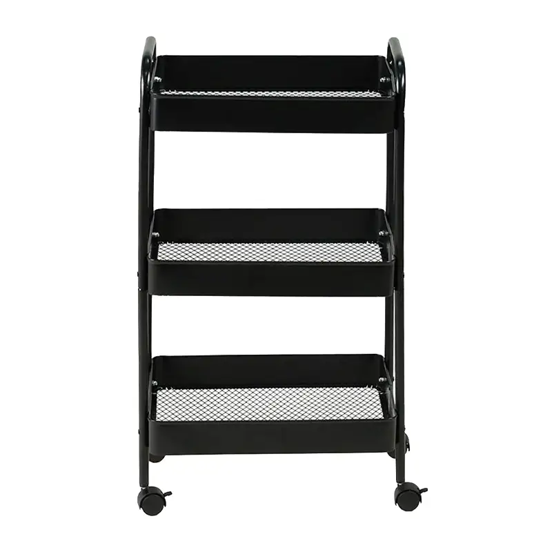 Carrito organizador metálico | 3 niveles | Ruedas | Negro | LemonPie - Imagen 2