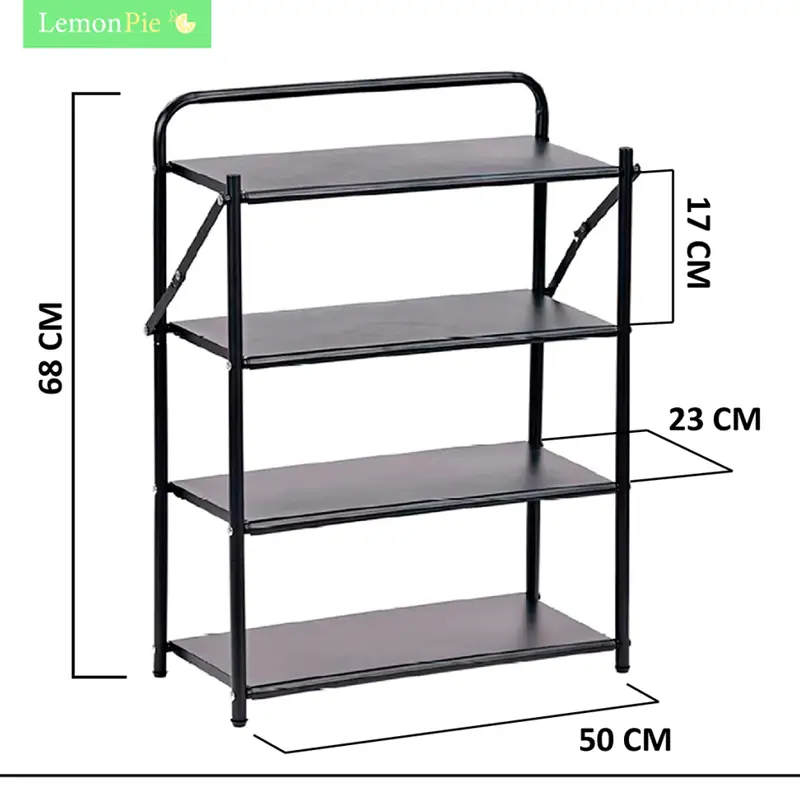 Estanteria metálica plegable | 4 niveles | Negro | LemonPie - Imagen 4