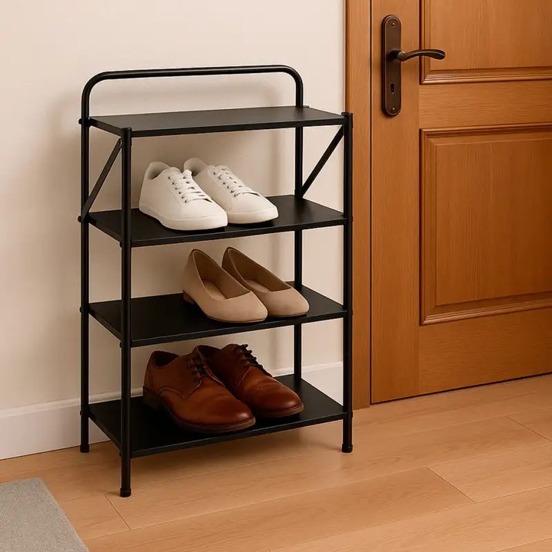 Estanteria metálica plegable | 4 niveles | Negro | LemonPie - Imagen 3