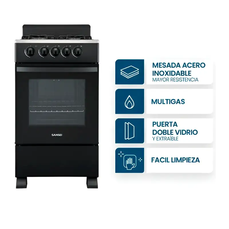 Cocina Multigas 50CM Negra | Sansei - Imagen 3